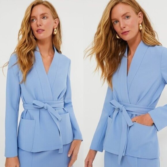 Tuckernuck NEW Cornflower Blue Gracie Wrap Blazer Size S